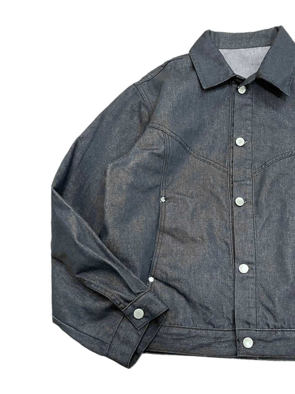 受注制【Chikashitsu +】set up design denim short jacket (2color)