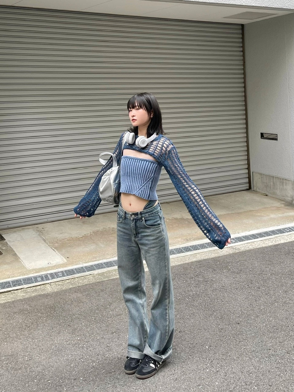 受注制【Chikashitsu + LADIES】waist T line denim pants