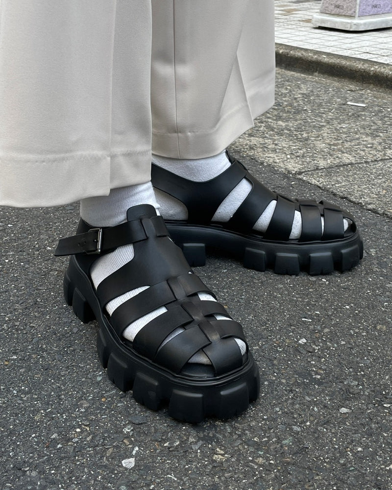 【Chikashitsu +】design sole gurkha sandal