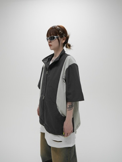 受注制【Never mind the XU】nylon zip up jacket (3color)