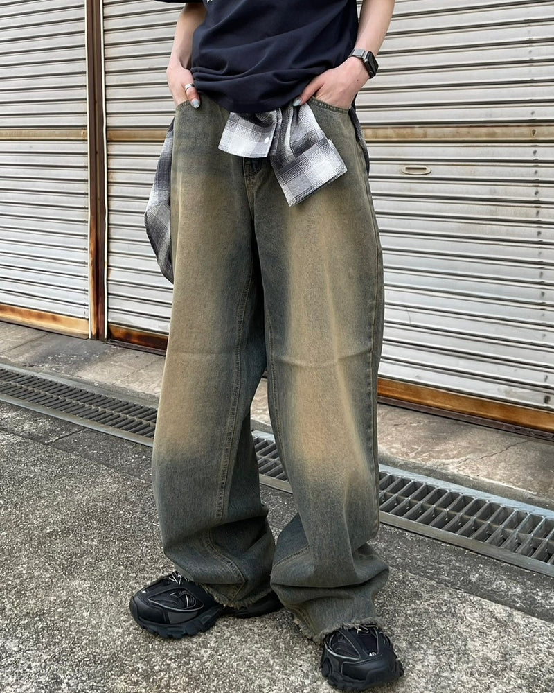 受注制【Chikashitsu +】vintage faded wash denim pants