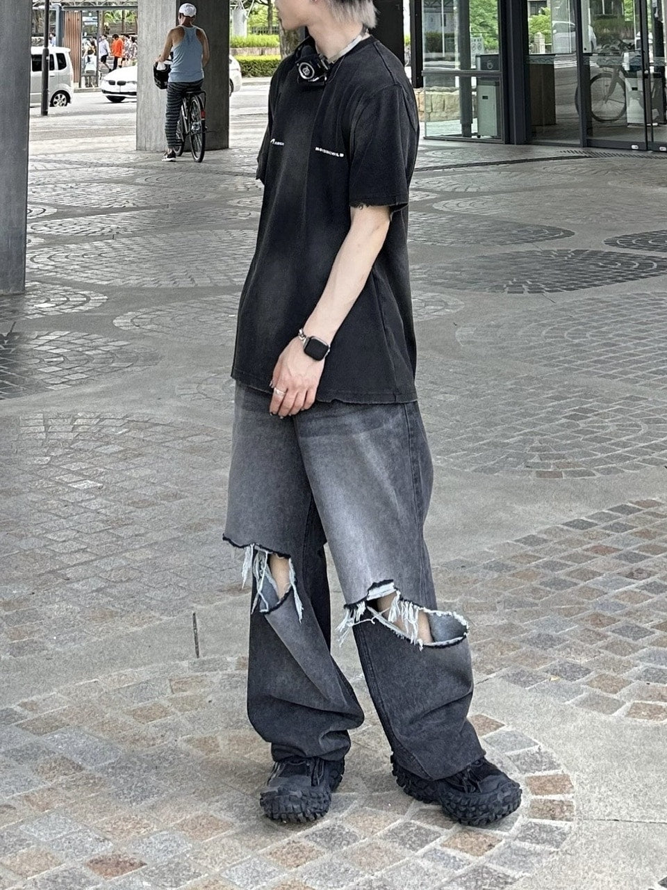 大阪店WEB限定【Chikashitsu +】vintage crash denim pants (2color)