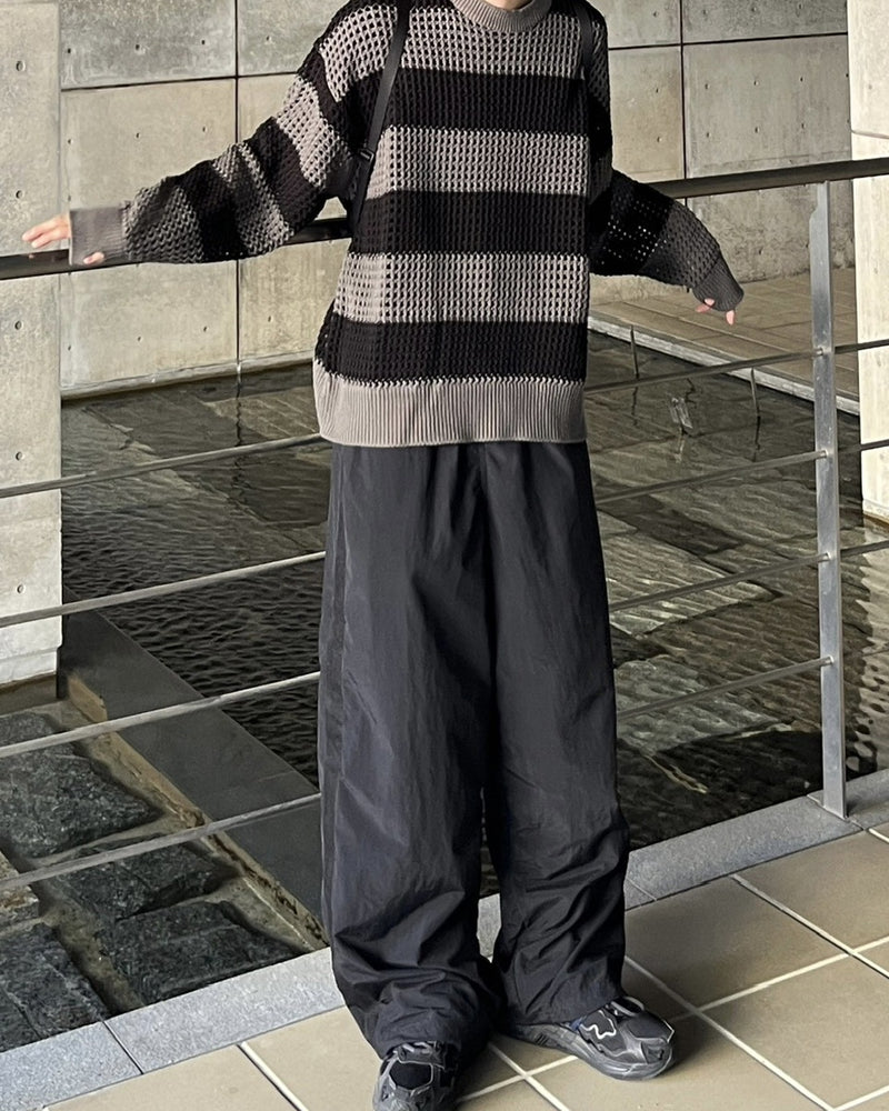 受注制【youll】mesh line wide pants (2color)