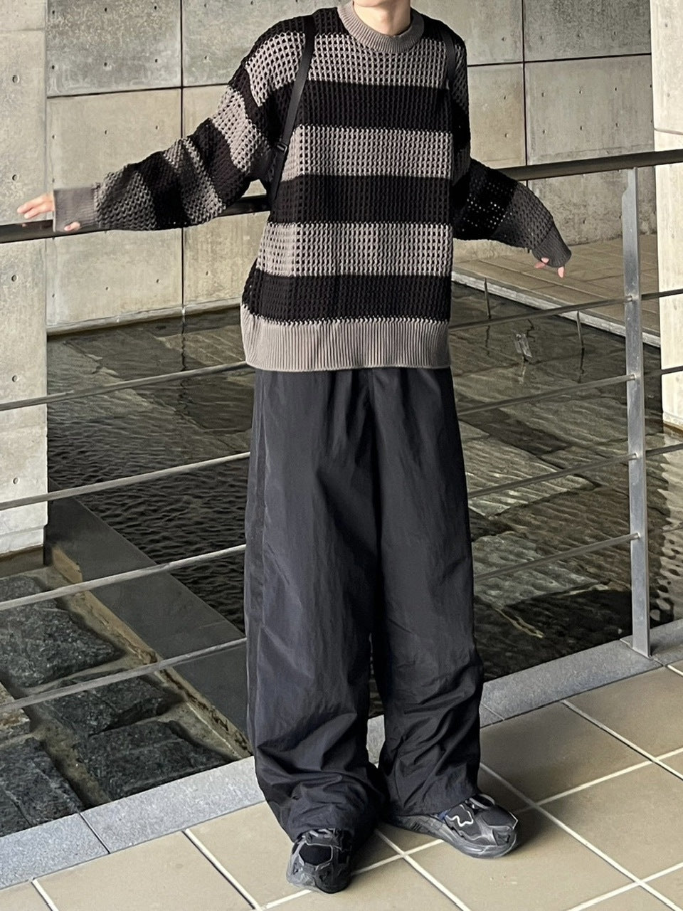 受注制【youll】mesh line wide pants (2color)