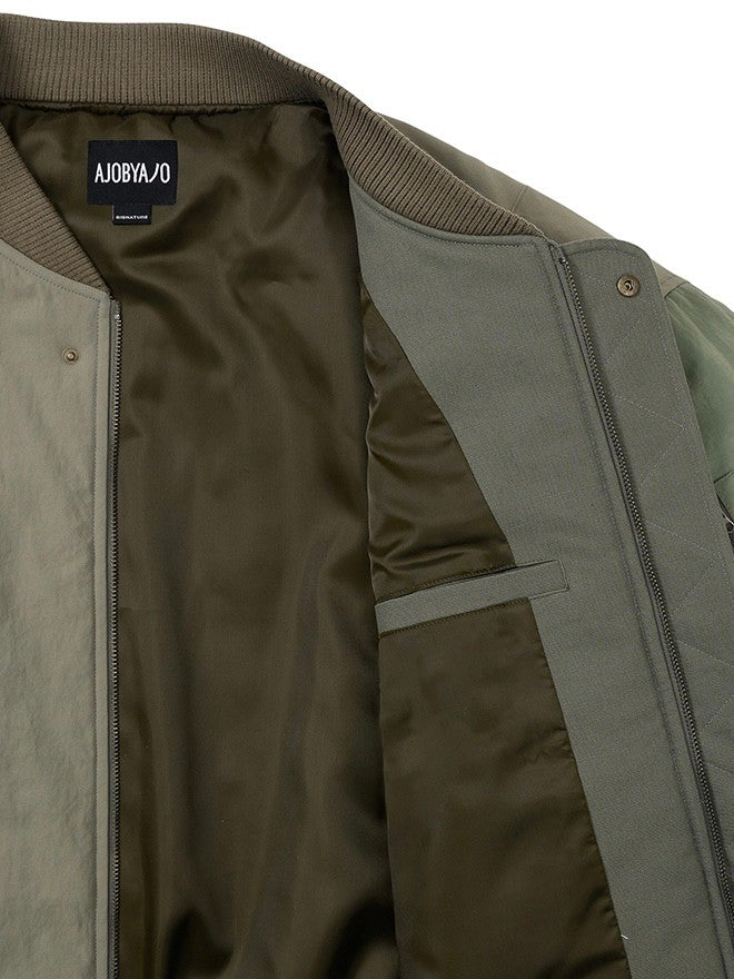 【AJOBYAJO】Fourfold Nylon Mixed Bomber Jacket