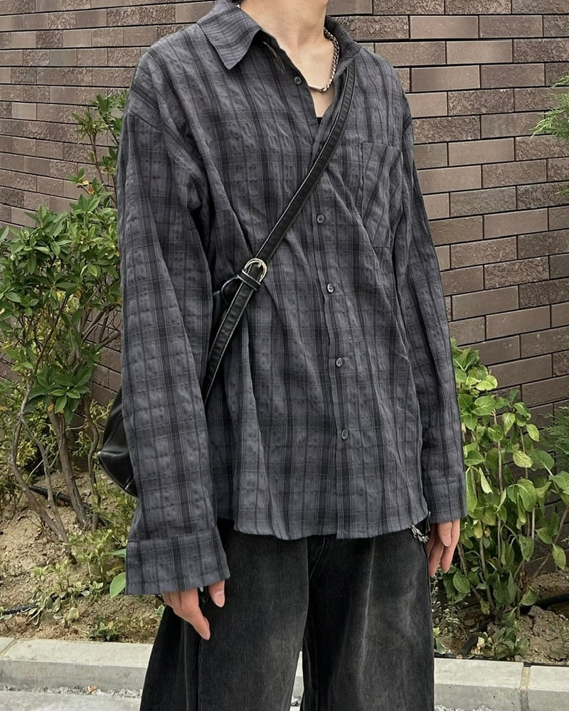 大阪店WEB限定受注制【Chikashitsu +】linen check shirt (3color)