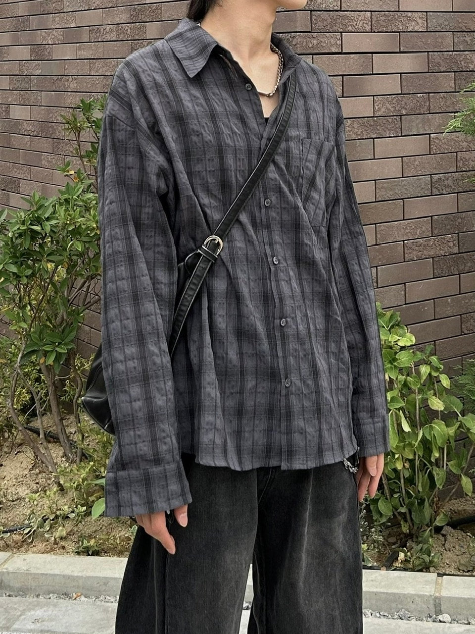 大阪店WEB限定受注制【Chikashitsu +】linen check shirt (3color)