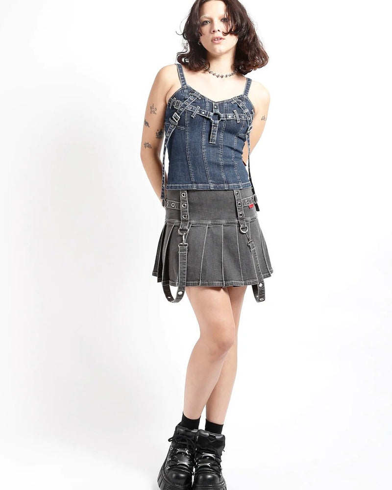 【TRIPP nyc】PLEATED GROMMET SKIRT[WS4235] / 【トリップ エヌワイシー】プリーツストラップミニスカート