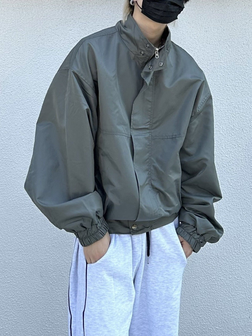 大阪店WEB限定受注制【Chikashitsu +】high neck bomber jacket (2color)