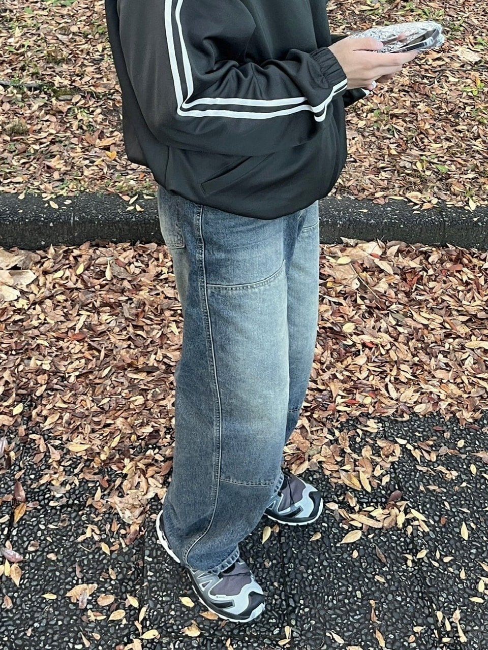 受注制【youll】double knee wash deinm wide pants