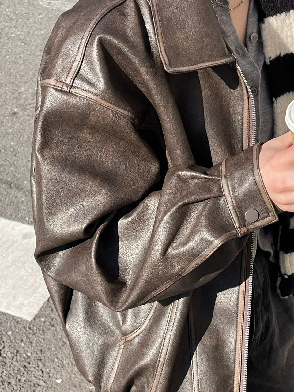 受注制【Chikashitsu +】leather blouson (2color)