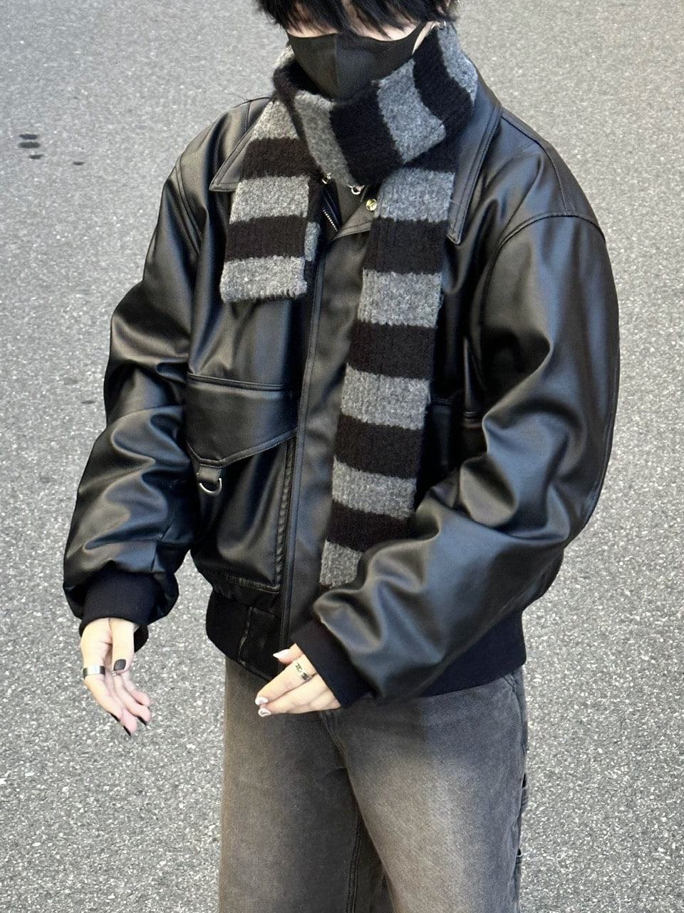 大阪店WEB限定【Chikashitsu +】border pocket muffler (2color)