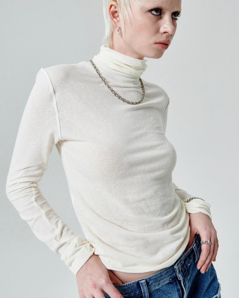 【runningHIGH】ANGORA GAUZE TURTLENECK TOP