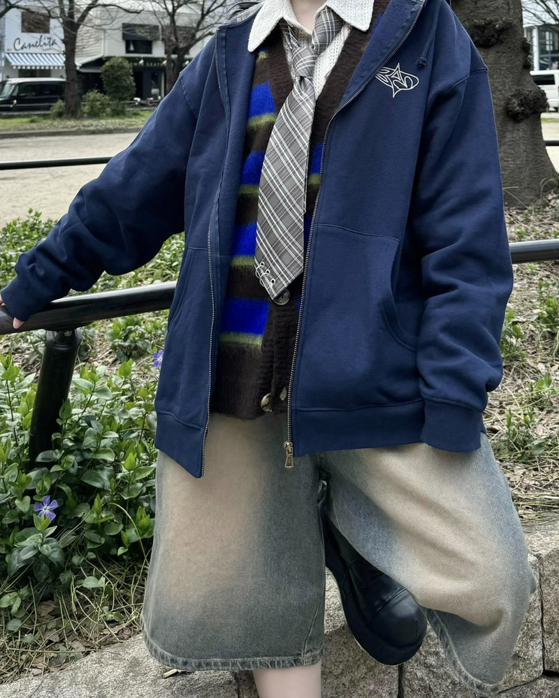 受注制【Never mind the XU】vintage wash denim half pants