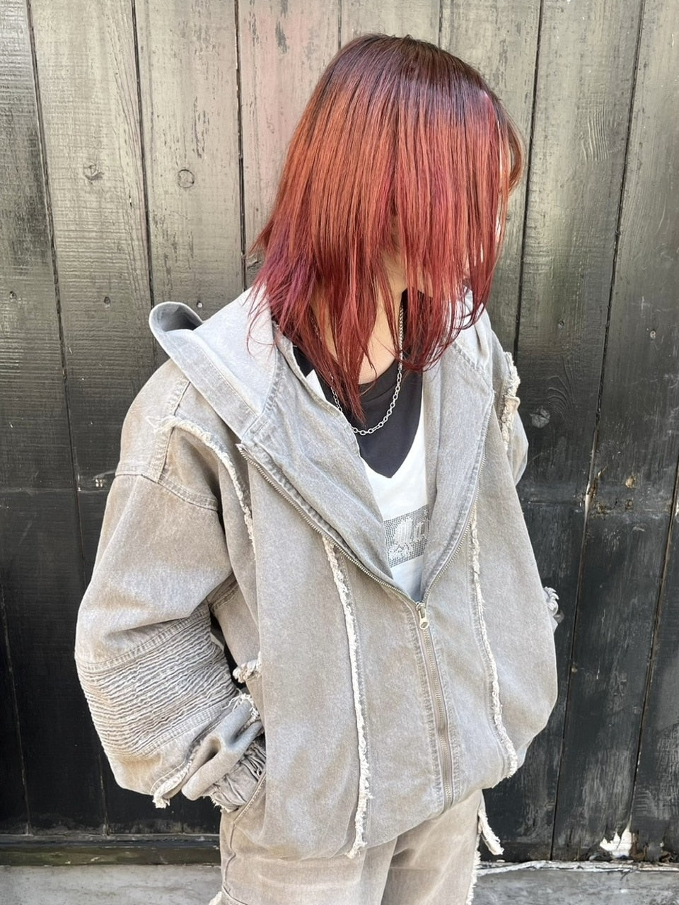 受注制【Never mind the XU】set up grunge denim jacket