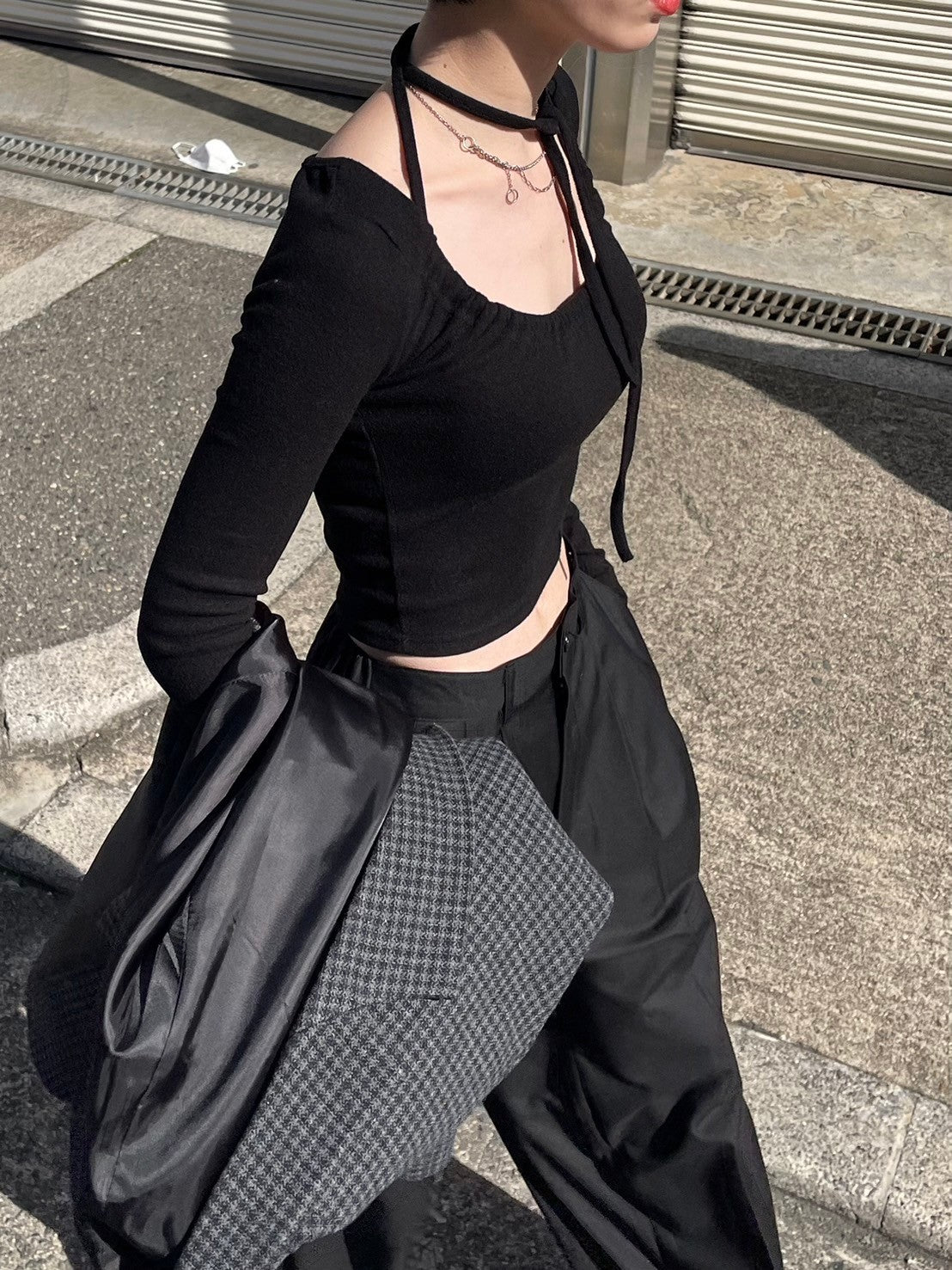 【Chikashitsu + LADIES】shirring cropped tops (3color)