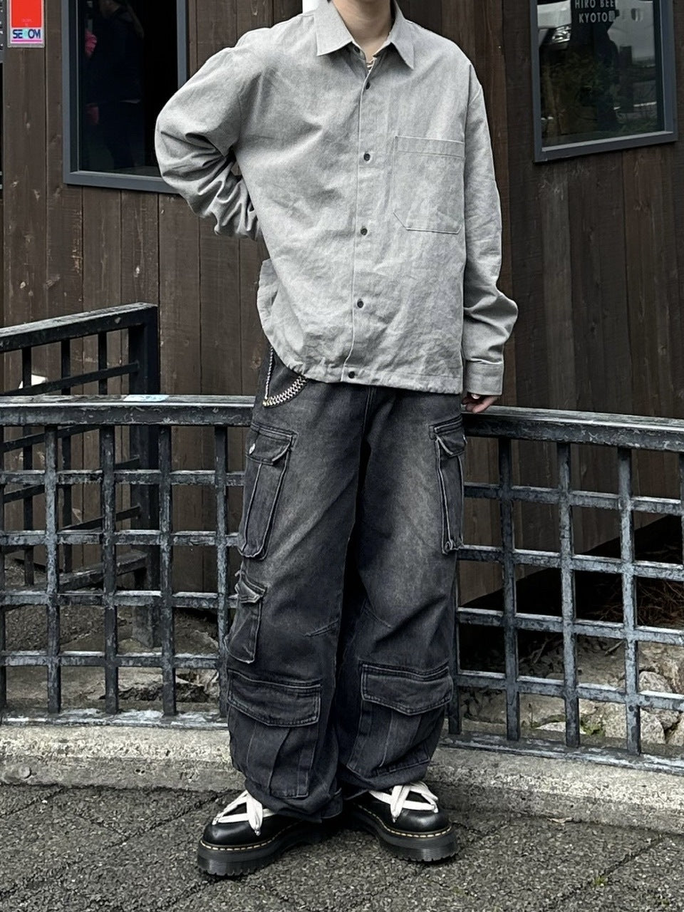 大阪店WEB限定受注制【Chikashitsu +】pigment draw code shirt (2color)