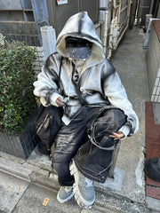 受注制【Never mind the XU】dirty zip up hoodie (2color) / 【ネバーマインド ザ エックスユー】ダーティージップパーカー