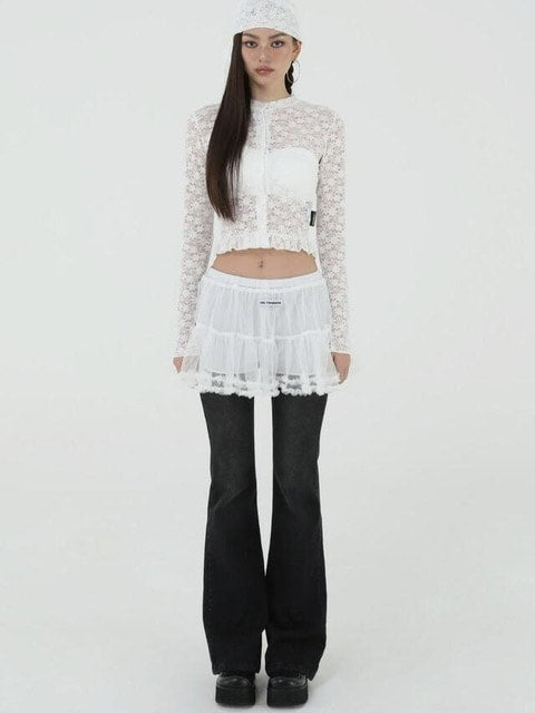 【Uglyshadow】MESH FRILL CANCAN SKIRT