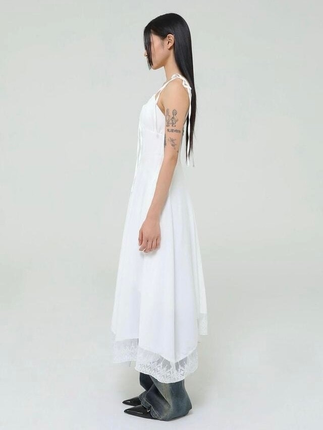 【Uglyshadow】LACE RIBBON SLEEVELESS DRESS