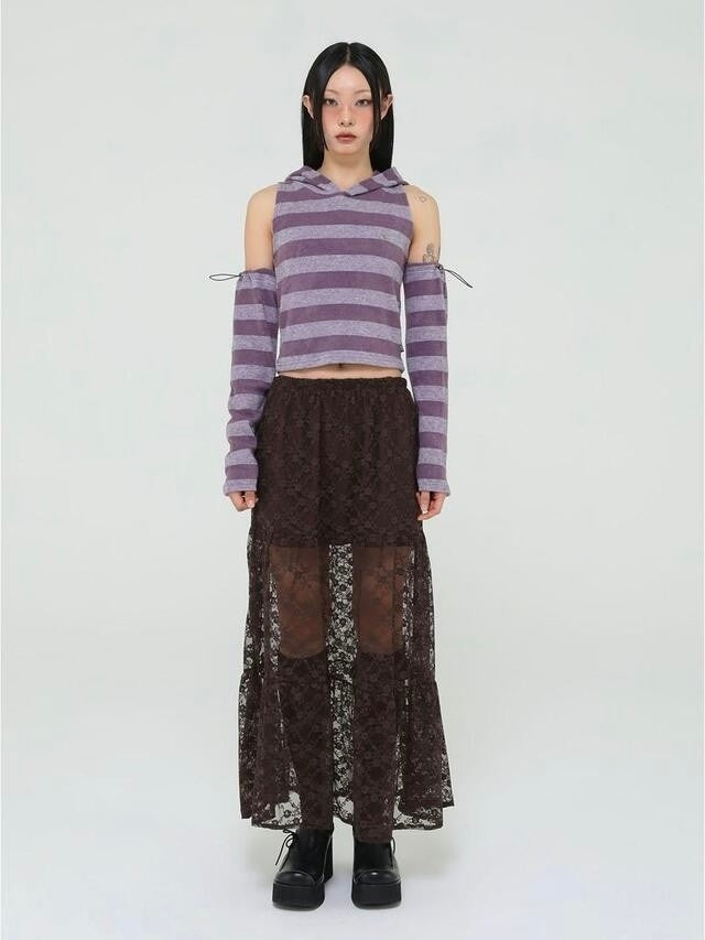 【Uglyshadow】FLOWER LACE LONG SKIRT