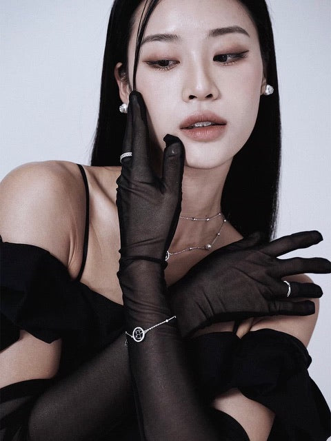 【BLACK PURPLE】silver925 gemline ring