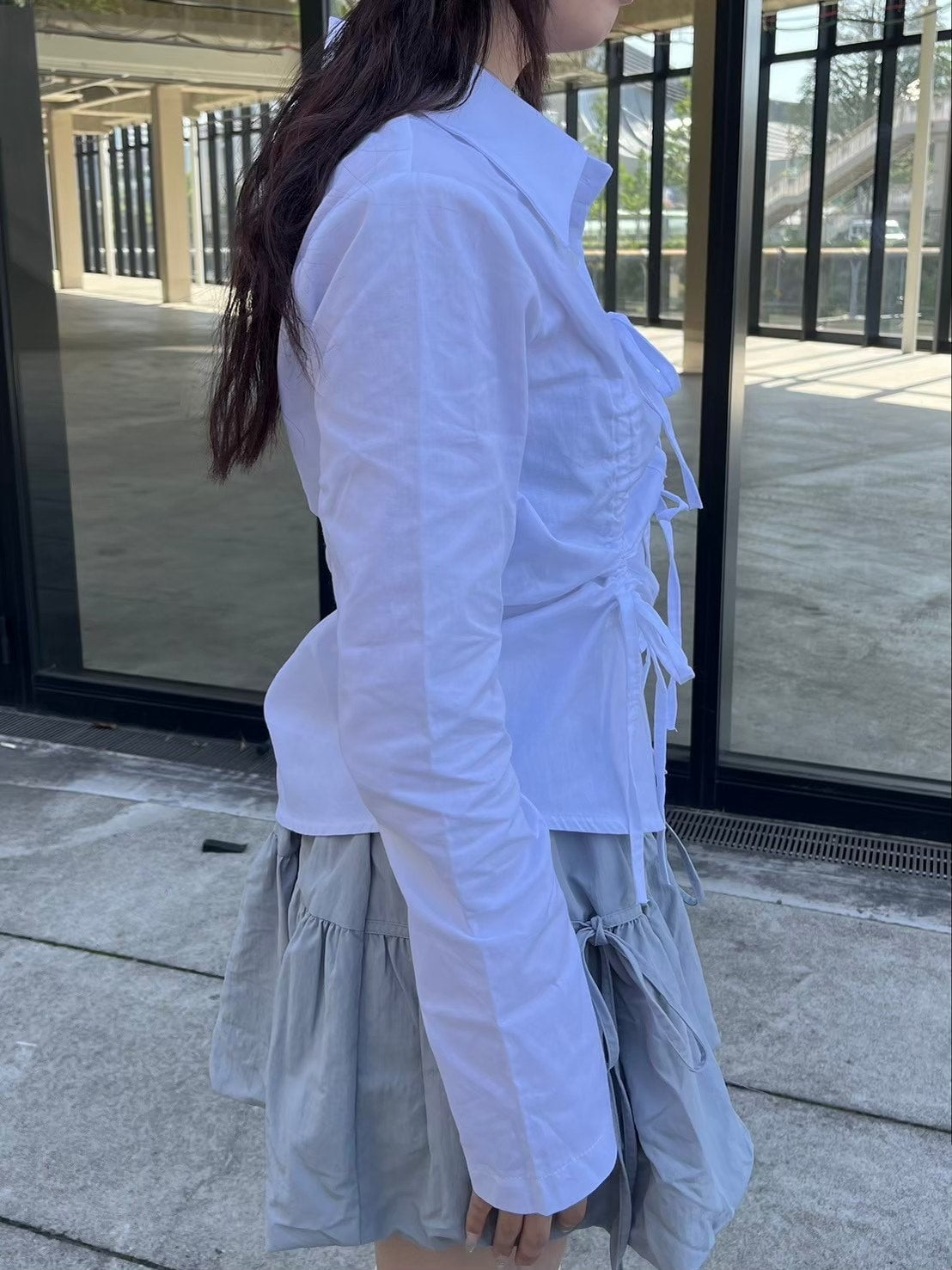 受注制【nmtc +】ribbon crop shirt (3color)