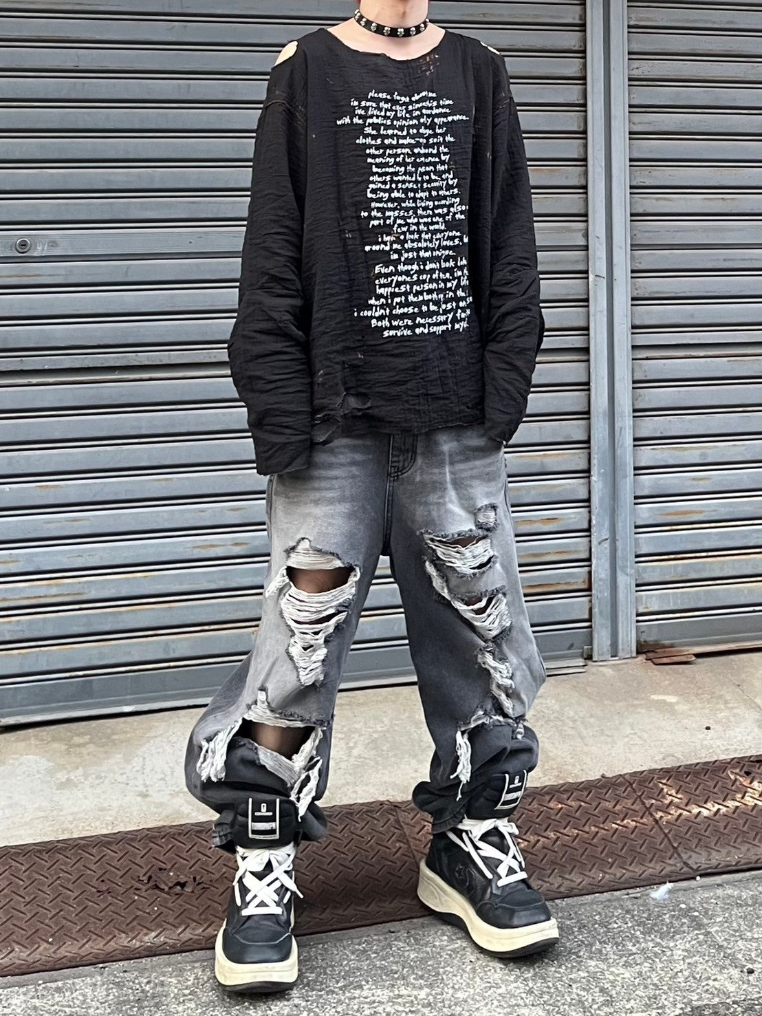 受注制【Bizarre Maiden】grunge crush denim pants (2color)