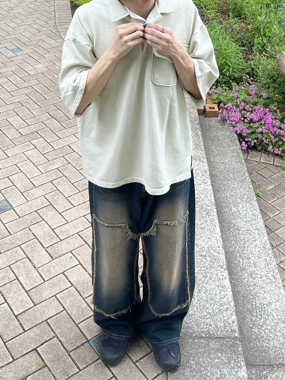 受注制【youll】vintage double knee denim pants