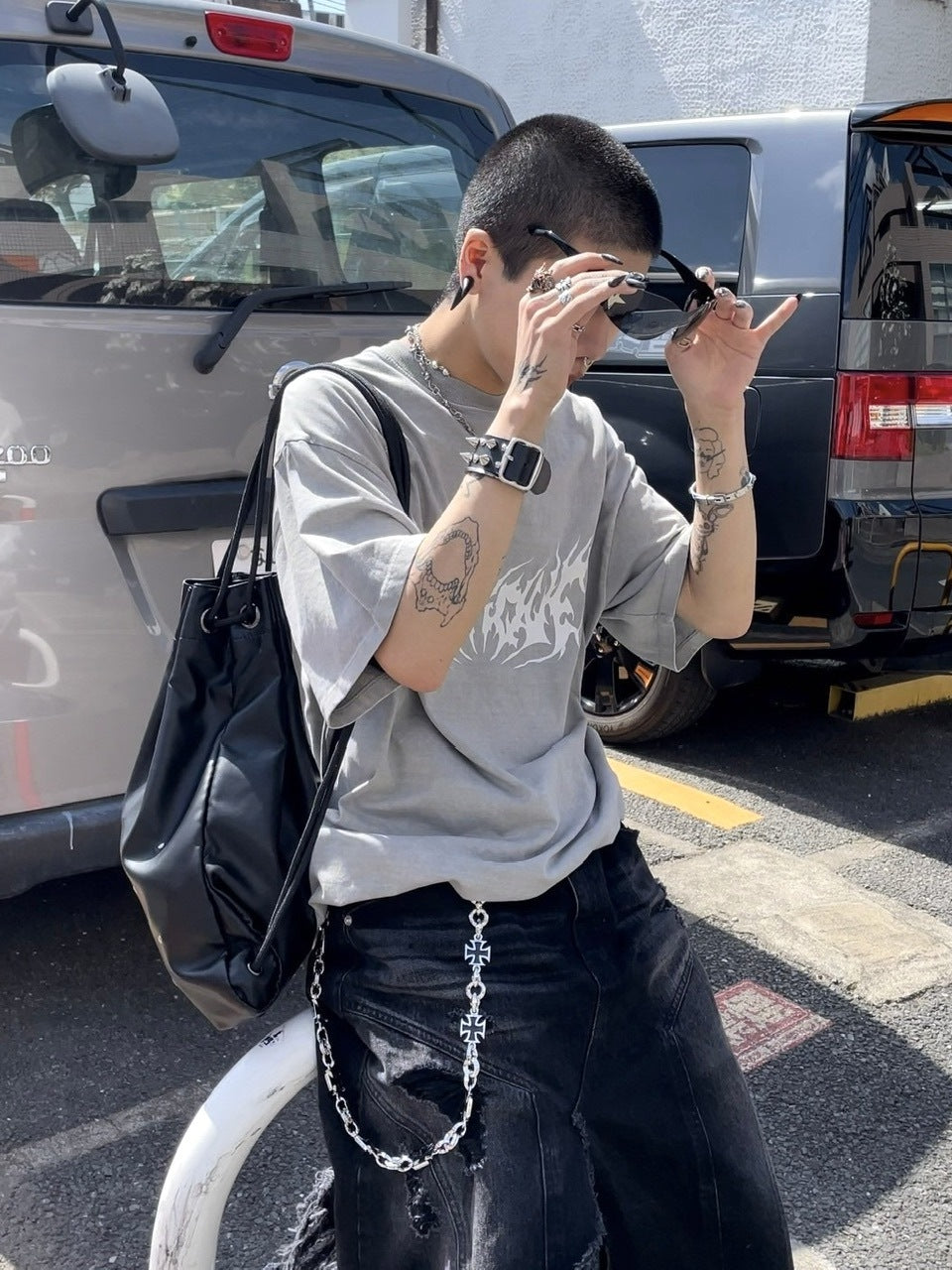 受注制【Never mind the XU】VENTIQUE tee (2color) / 【ネバーマインドザエックスユー】プリント半袖Tシャツ