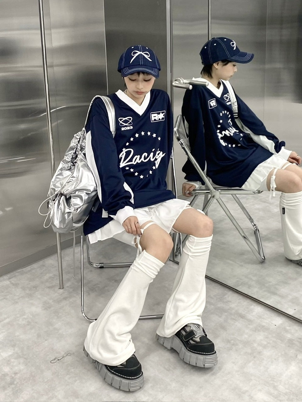 受注制【Never mind the XU】ribbon half leggings (3color)