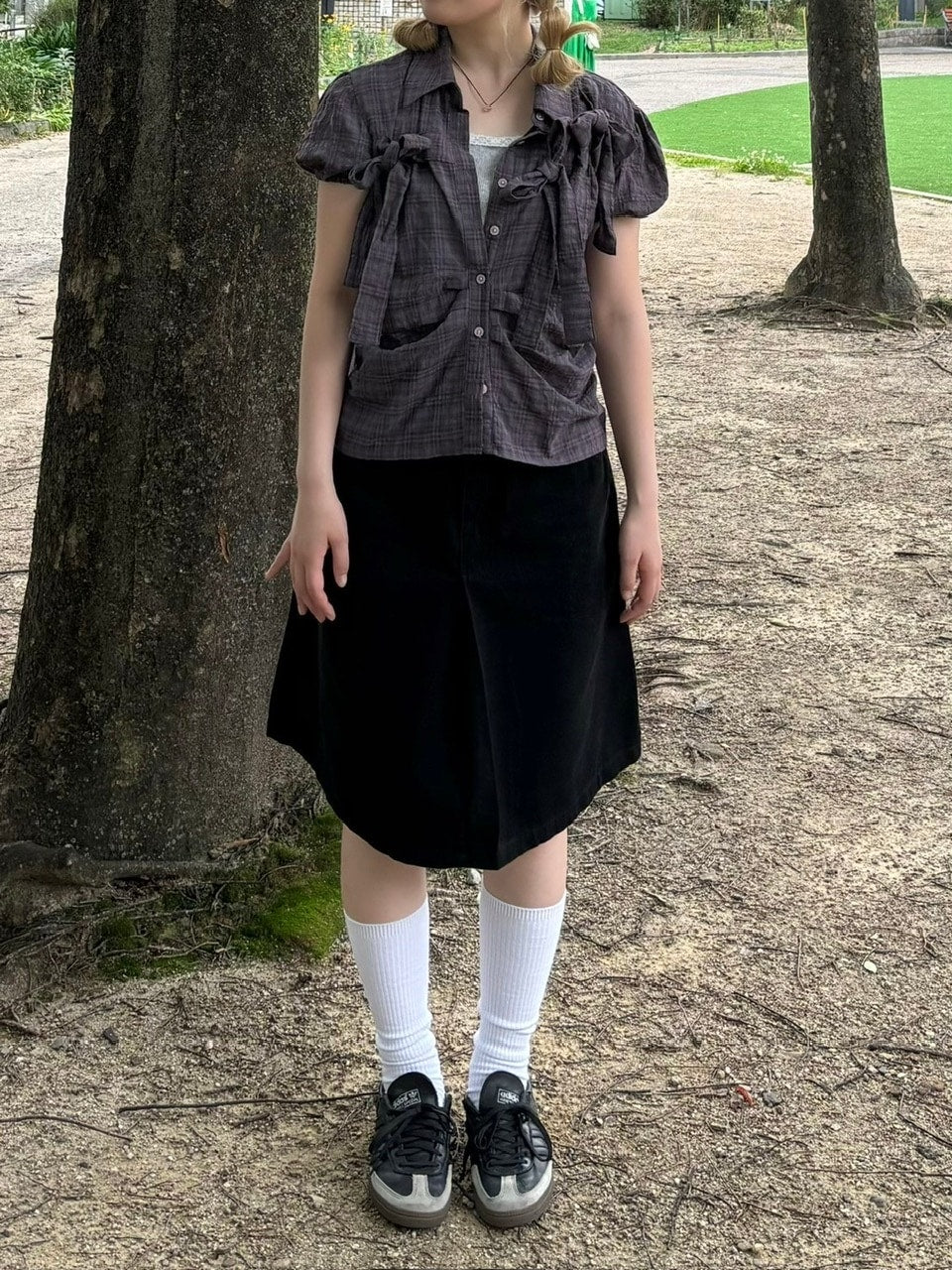 受注制【OaKS】ribbon tie short sleeve shirt (2color)