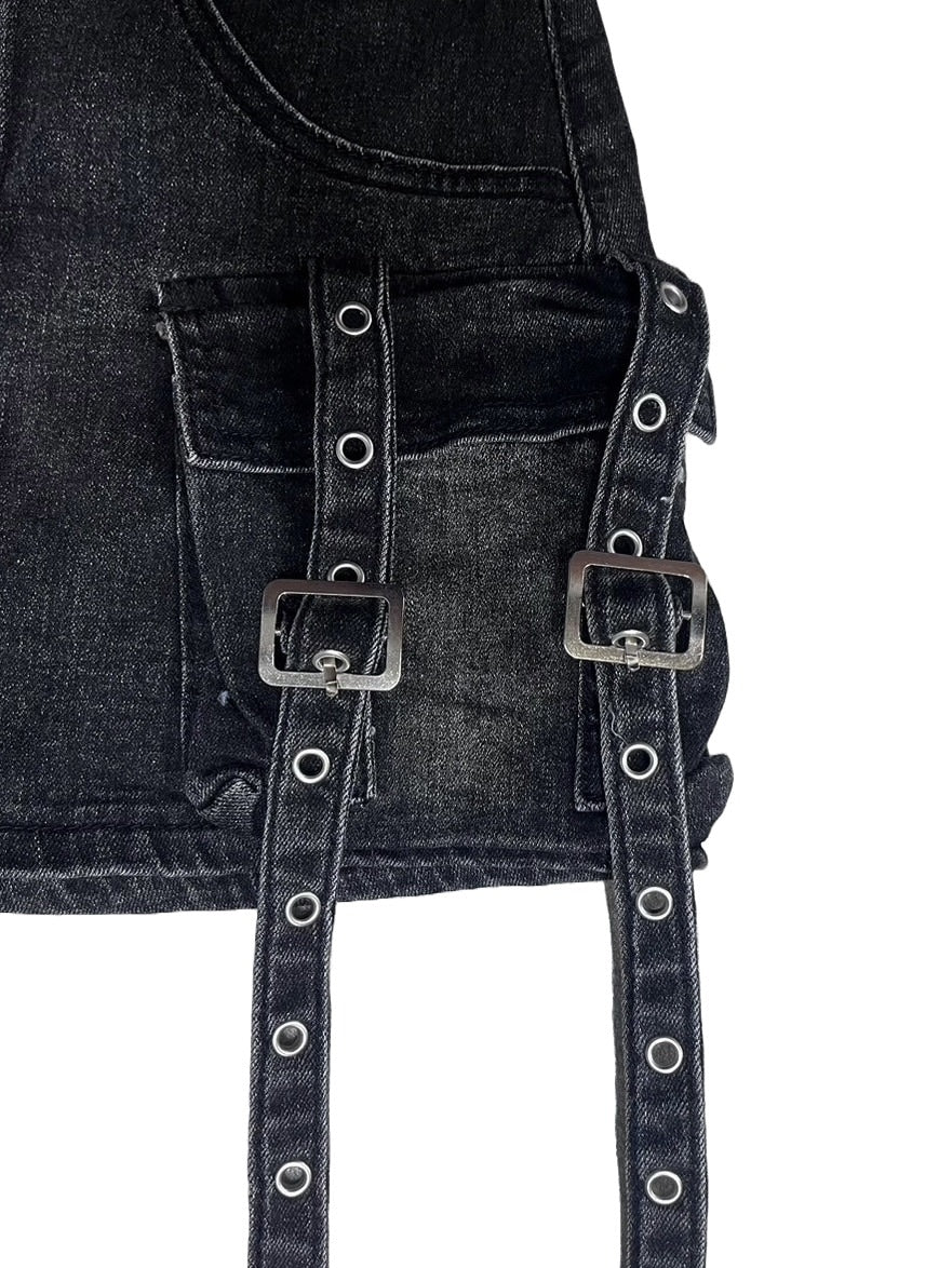 受注制【Never mind the XU】cargo denim skirt (2color)