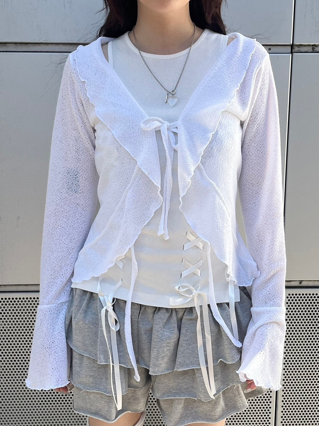 受注制【nmtc +】frill ribbon cardigan (3color)