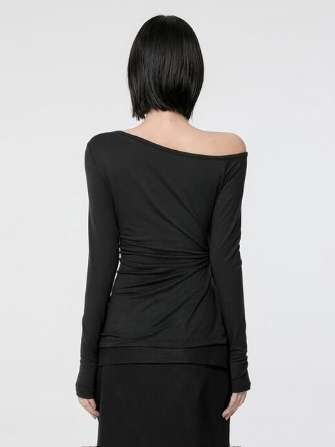 【FLAREUP】Handmade Twisted One-Shoulder Long Sleeve / 【フレアアップ】ハンドメイドツイストワンショルダー長袖Ｔシャツ