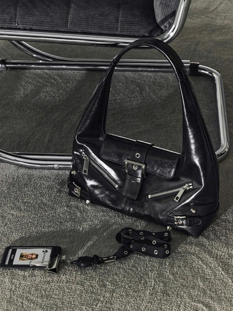 【NOT KNOWING】Small Moto Hobo Bag (LEATHER) /【ノットノーイング】スモールモトホボバッグ