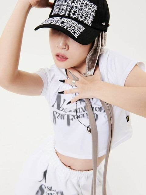 【HOLY NUMBER 7】Girl's hip-hop CROP T-SHIRTS / 【ホーリーナンバーセブン】ガールズヒップホップクロップ半袖Tシャツ