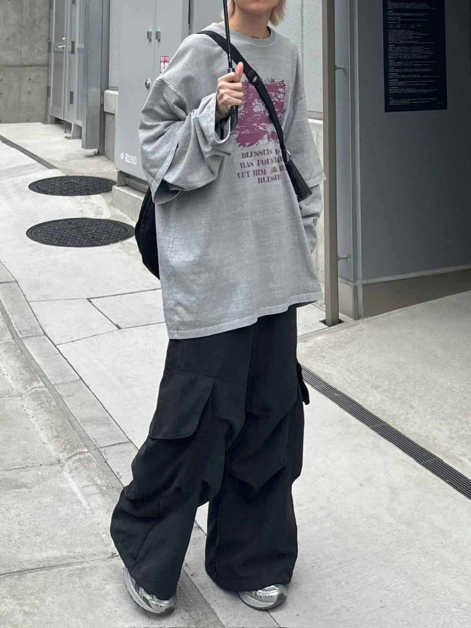 【Chikashitsu +】layered graphic long sleeve (2color) / 【チカシツプラス】レイヤードグラフィックプリント長袖Tシャツ