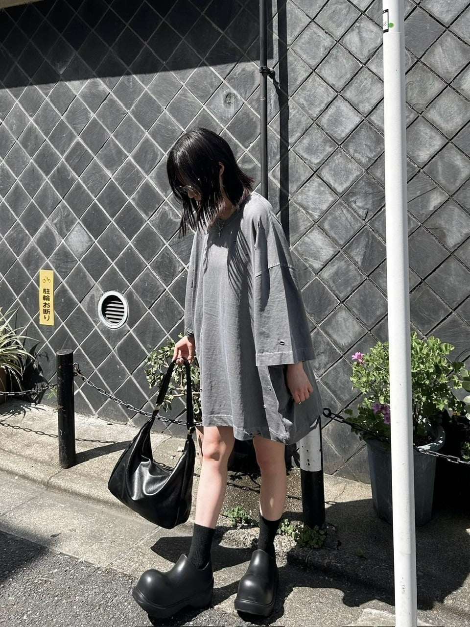 【Chikashitsu +】pigment damage overfit t-shirt (2color)