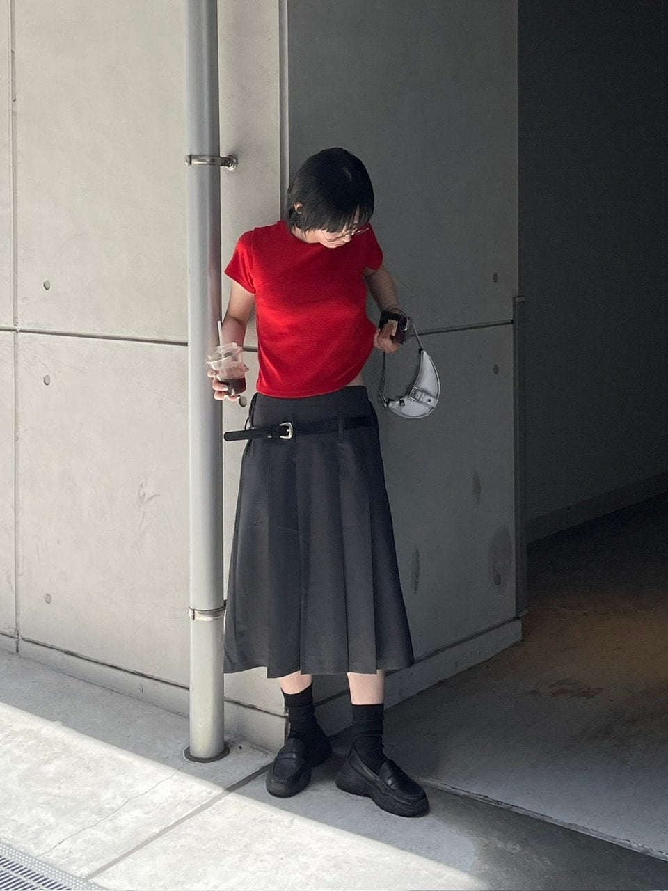 受注制【OaKS】cropped half sleeve t-shirt (3color)