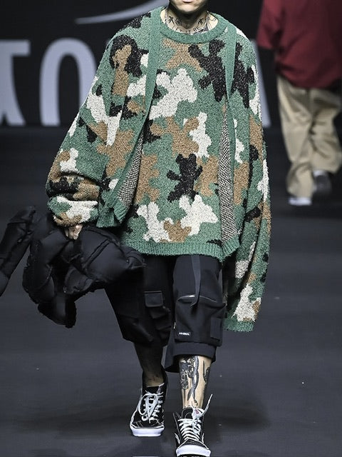 【AJOBYAJO】Teddy Bear Camouflage Cardigan