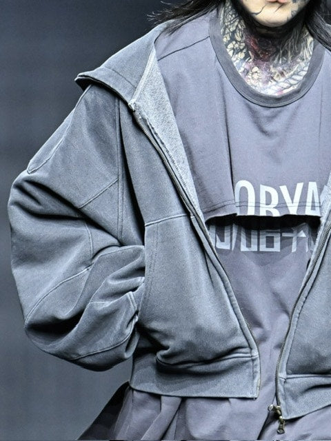 【AJOBYAJO】Vintage Pigment Zip-Up Hoodie