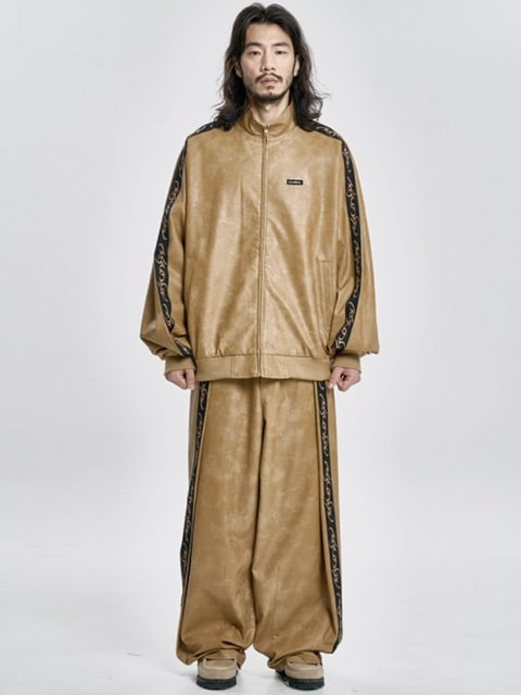 【AJOBYAJO】Vegan Leather One Tuck Track Pants