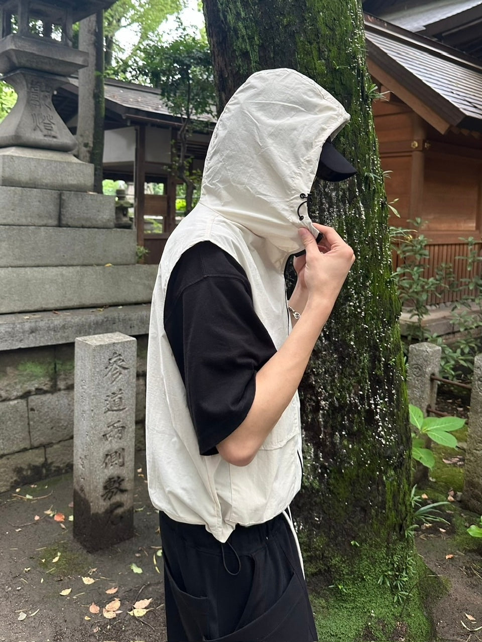 受注制【youll】nylon hooded vest (2color)