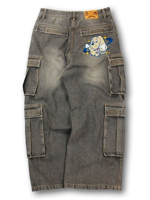 【GALFY】ダーティーデニムワイドカーゴ