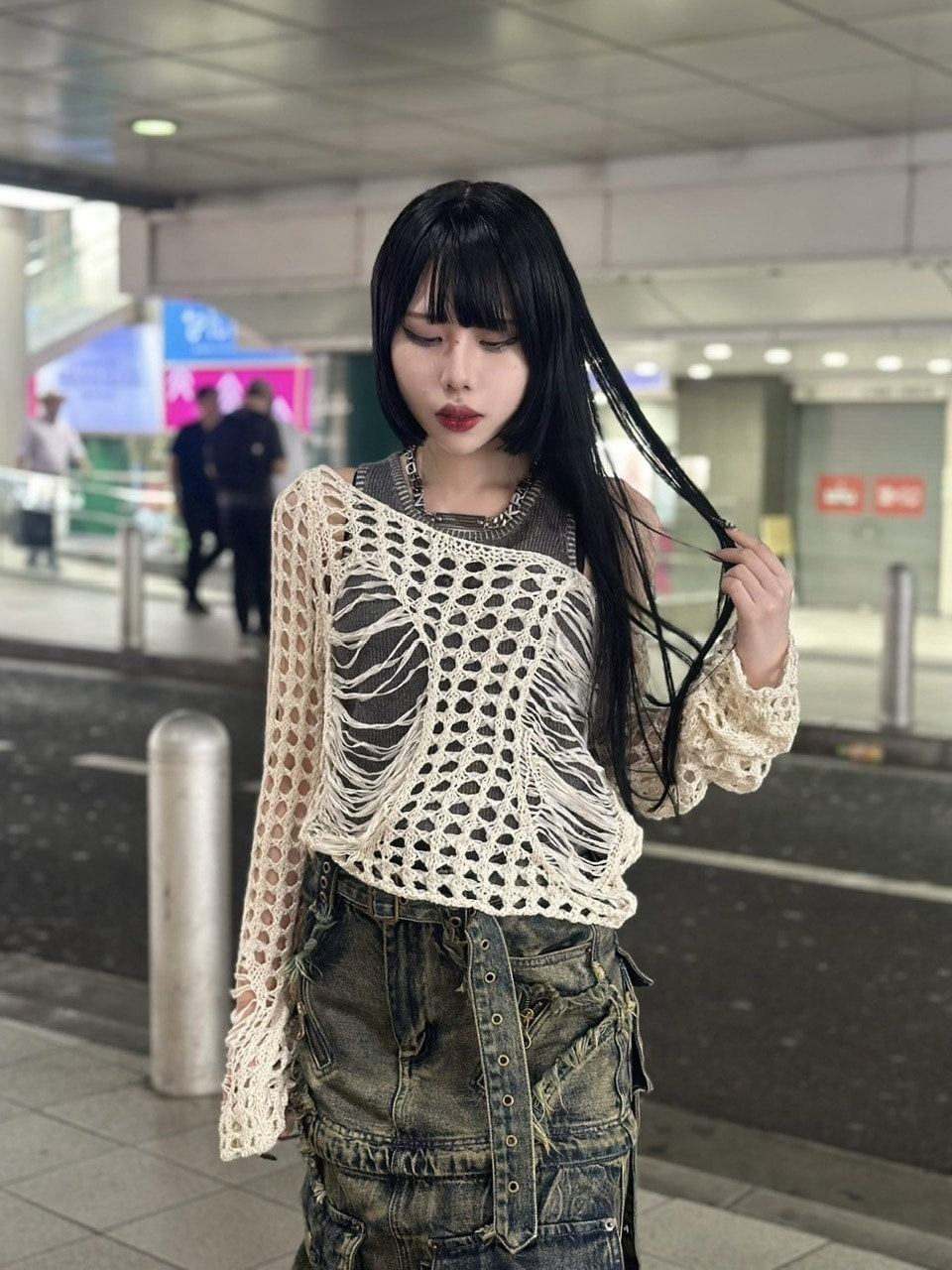 受注制【Never mind the XU】damage summer knit (3color)