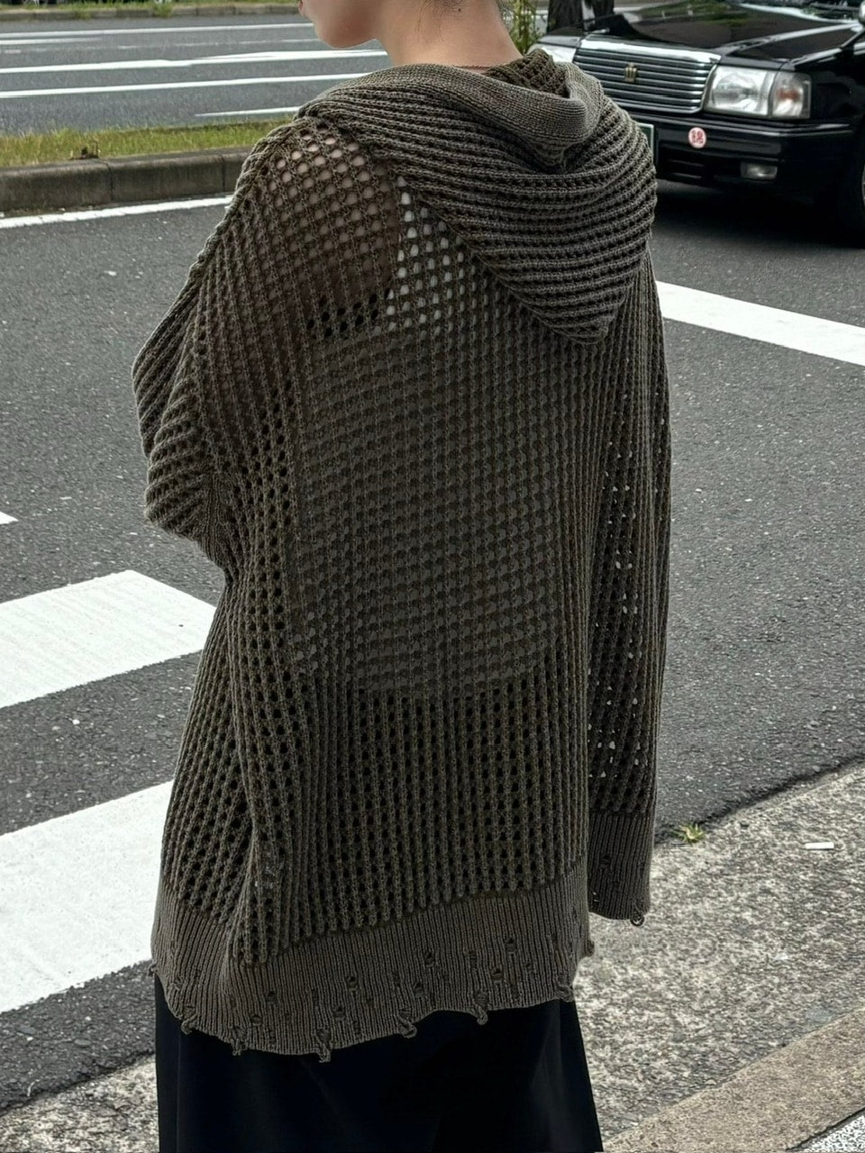 大阪店WEB限定受注制【Chikashitsu +】mesh zip damage hoodie (2color) / 【チカシツプラス】メッシュダメージジップアップ長袖パーカー