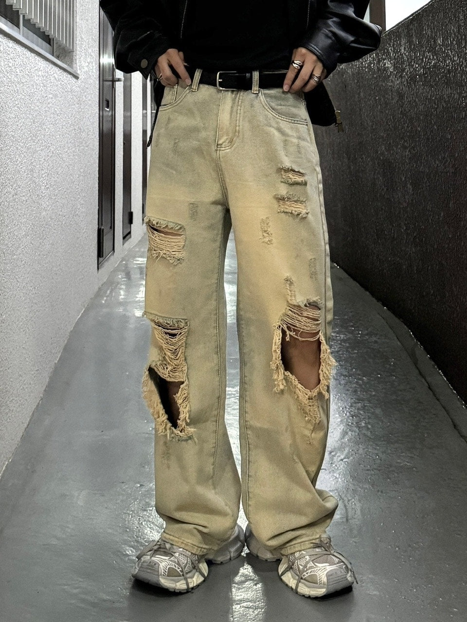受注制【RENOL】damage denim pants