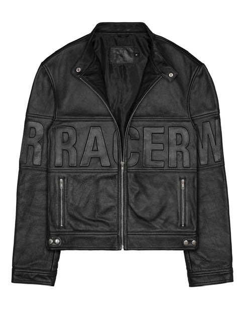 【RACER WORLDWIDE】Black Leather Embossed Jacket