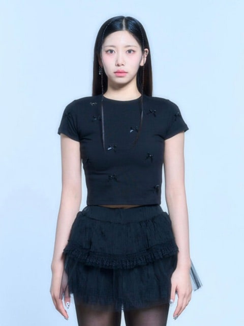 【SCHISM INDUCING】RIBBON CHARM T SHIRT